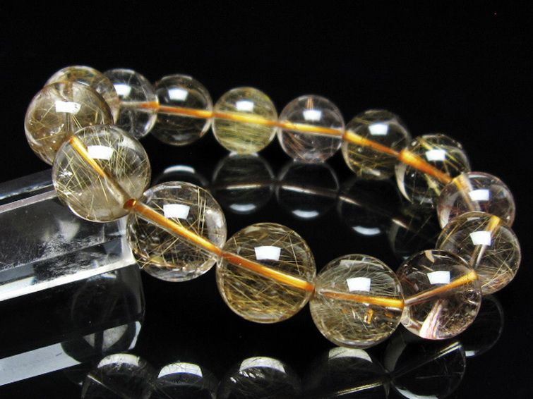 金針ルチル水晶 ブレスレット 14mm [t132-16039] 1枚目