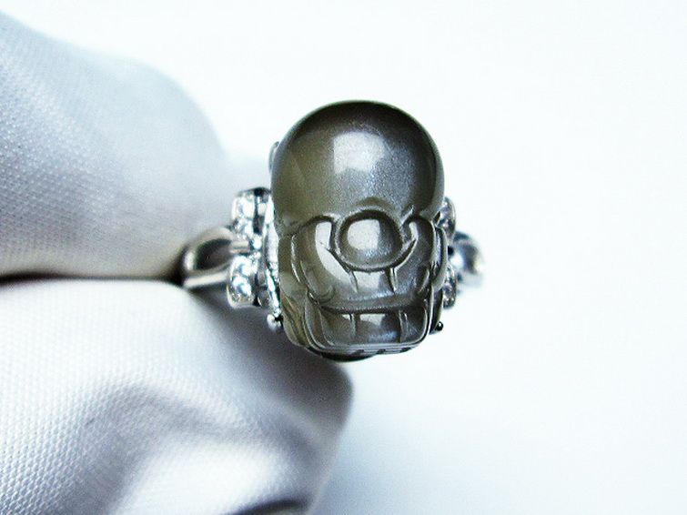 グレームーンストーン ヒキュウ 貔貅 指輪 (16号) [t135-6911] 1枚目