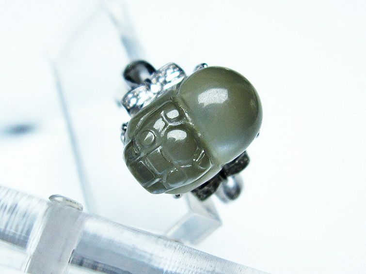 グレームーンストーン ヒキュウ 貔貅 指輪 (14号) [t135-6912] 2枚目