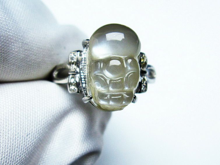 グレームーンストーン ヒキュウ 貔貅 指輪 (16号) [t135-6916] 1枚目