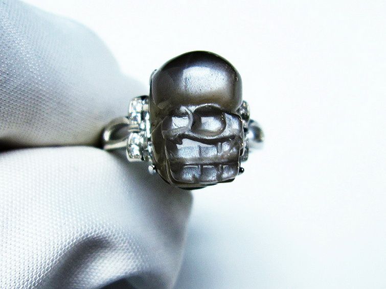 グレームーンストーン ヒキュウ 貔貅 指輪 (15号) [t135-6920] 1枚目