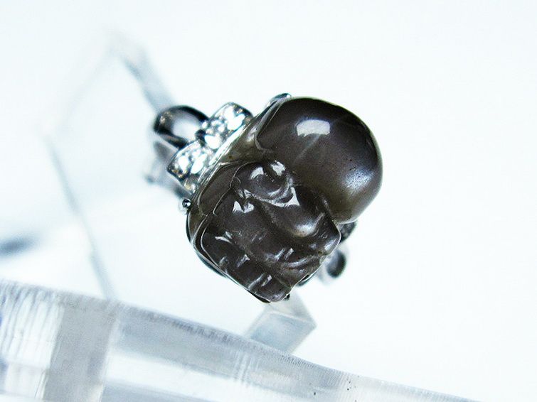 グレームーンストーン ヒキュウ 貔貅 指輪 (15号) [t135-6920] 2枚目