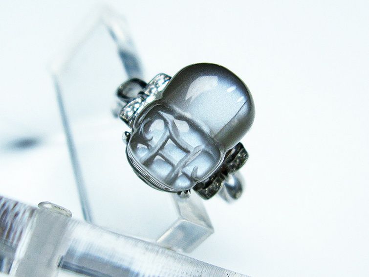 グレームーンストーン ヒキュウ 貔貅 指輪 (15号) [t135-6923] 2枚目