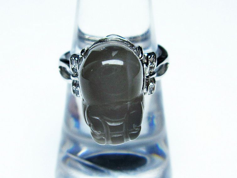 グレームーンストーン ヒキュウ 貔貅 指輪 (15号) [t135-6923] 3枚目