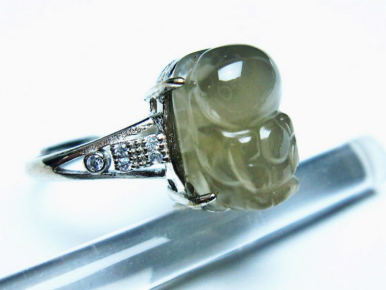 グレームーンストーン ヒキュウ 貔貅 指輪 (17号)[T135-7326] 3枚目