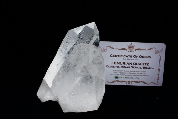 レムリアンシード水晶 ダブルポイント 原石 ミナスジェライス州コリント産 ※証明書付き[T143-2037] 1枚目