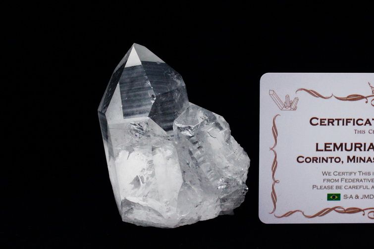 レムリアンシード水晶 ダブルポイント 原石 ミナスジェライス州コリント産 ※証明書付き[T143-2038] 1枚目