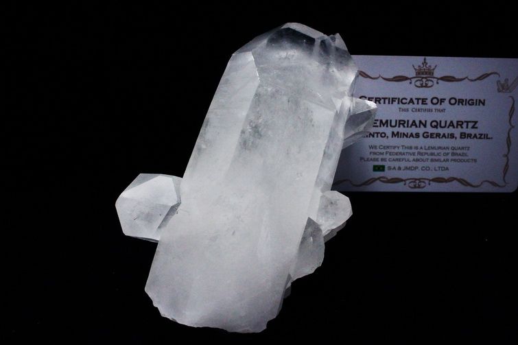 レムリアンシード水晶 ダブルポイント 原石 ミナスジェライス州コリント産 ※証明書付き[T143-2039] 1枚目