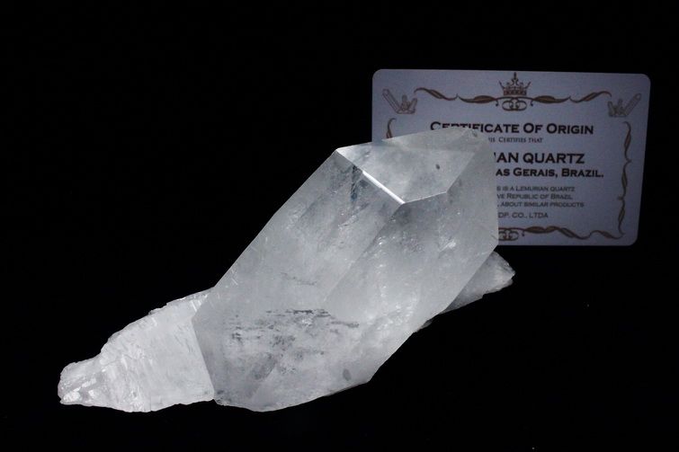 レムリアンシード水晶 ダブルポイント 原石 ミナスジェライス州コリント産 ※証明書付き[T143-2040] 1枚目