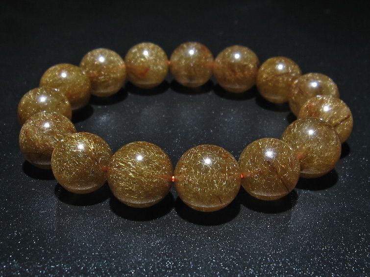 金針ルチル水晶 ブレスレット 14mm [T15-10265] 1枚目