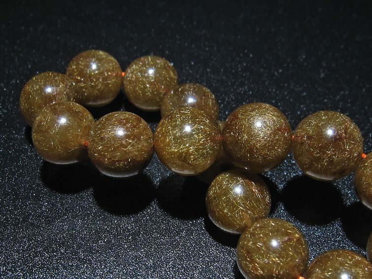 金針ルチル水晶 ブレスレット 14mm [T15-10265] 2枚目