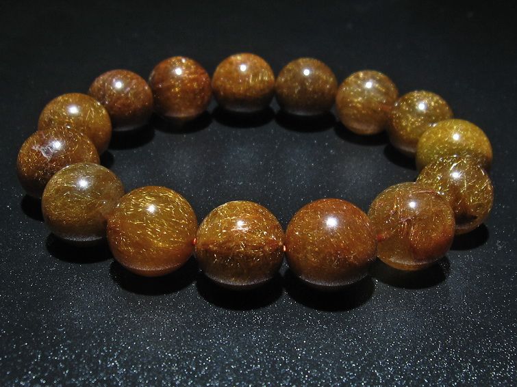 金針ルチル水晶 ブレスレット 15mm [T15-10274] 1枚目