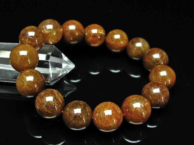 金針ルチル水晶 ブレスレット 15mm [T15-10274] 3枚目