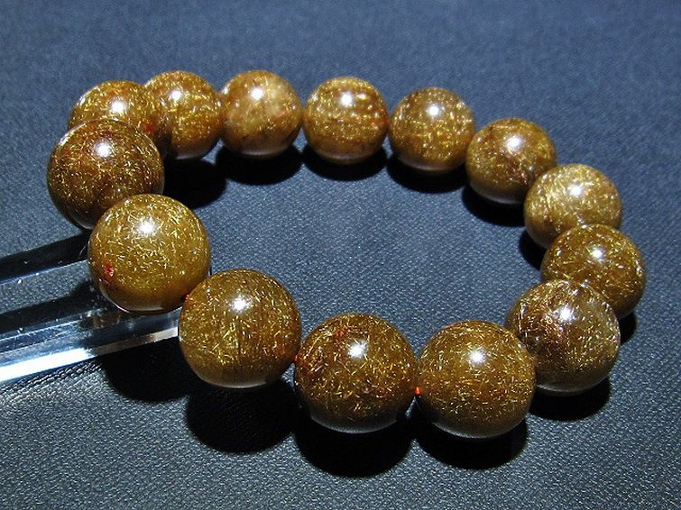 金針ルチル水晶 ブレスレット 17mm [t15-10518] 1枚目