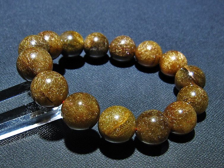 金針ルチル水晶 ブレスレット 14mm [t15-10527] 1枚目