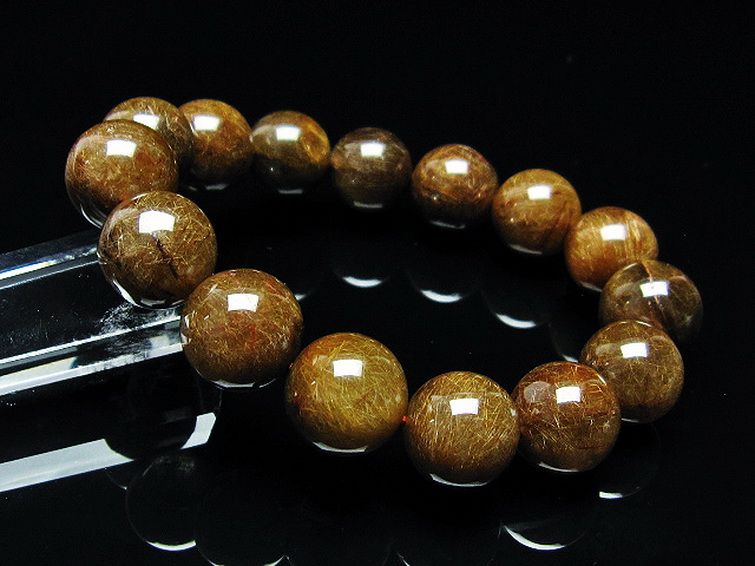 金針ルチル水晶 ブレスレット 14mm [t15-10527] 3枚目