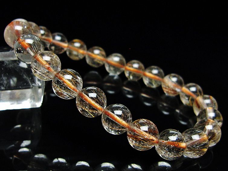 ファイナルグレード金針ルチル水晶 ブレスレット 8mm [t15-10932] 1枚目