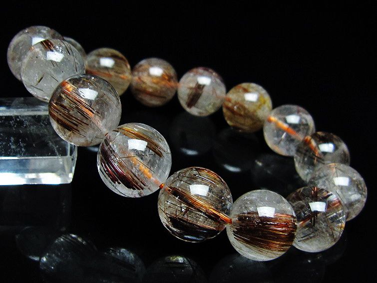 ファイナルグレード金針ルチル水晶 ブレスレット 14mm [T15-10971] 1枚目