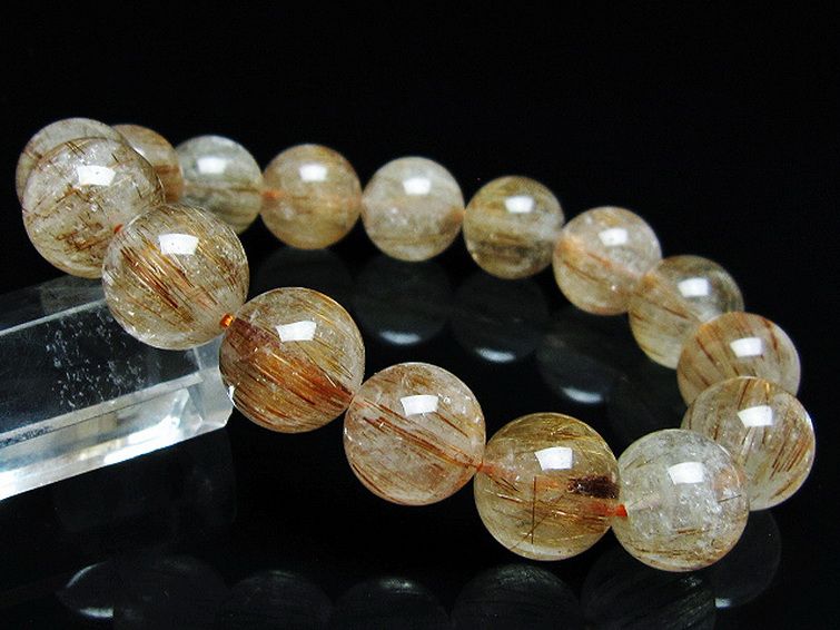 ファイナルグレード金針ルチル水晶 ブレスレット 14mm [T15-10972] 1枚目