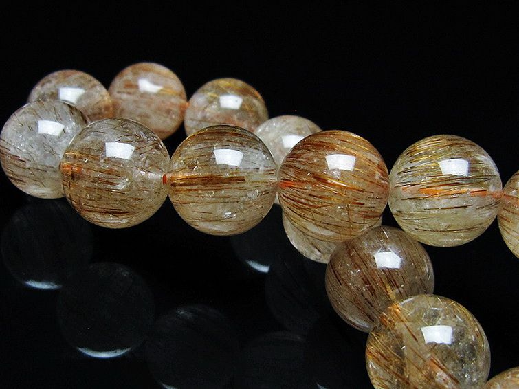 ファイナルグレード金針ルチル水晶 ブレスレット 14mm [T15-10972] 2枚目