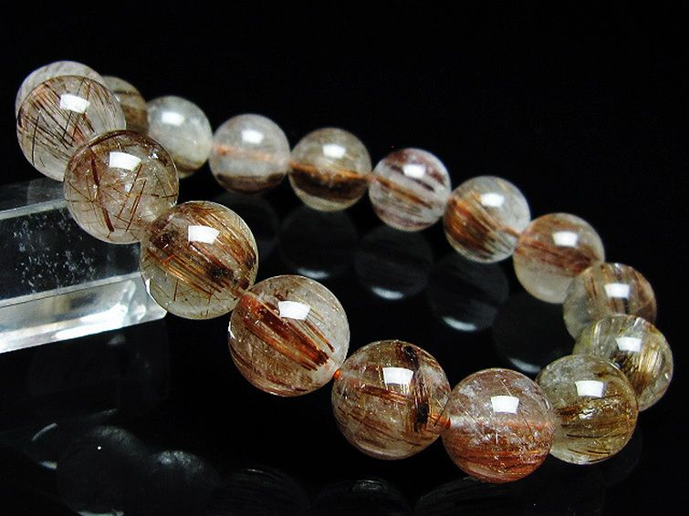 ファイナルグレード金針ルチル水晶 ブレスレット 12mm [T15-10979] 1枚目