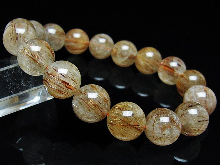 ファイナルグレード金針ルチル水晶 ブレスレット 12mm [t15-10981]