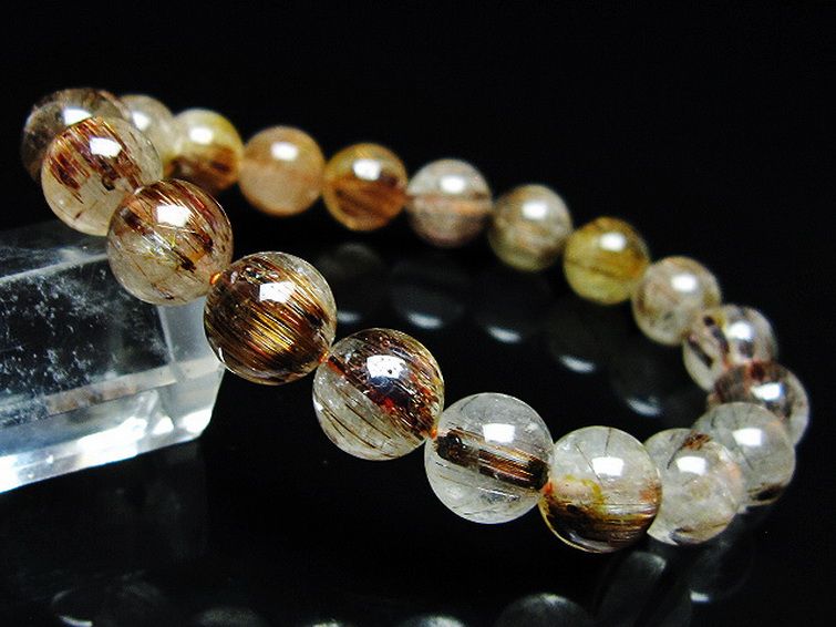 ファイナルグレード金針ルチル水晶 ブレスレット 9mm [T15-11036] 1枚目