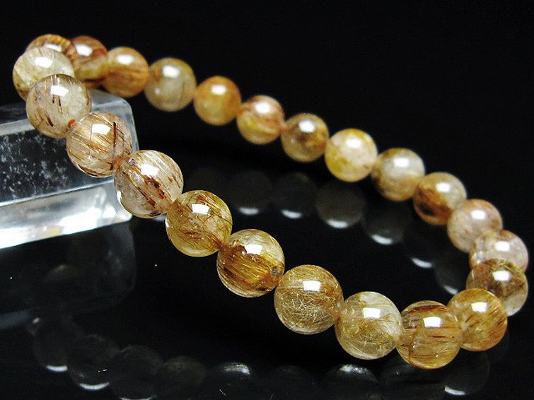 ファイナルグレード金針ルチル水晶 ブレスレット 8mm [T15-11061] 1枚目