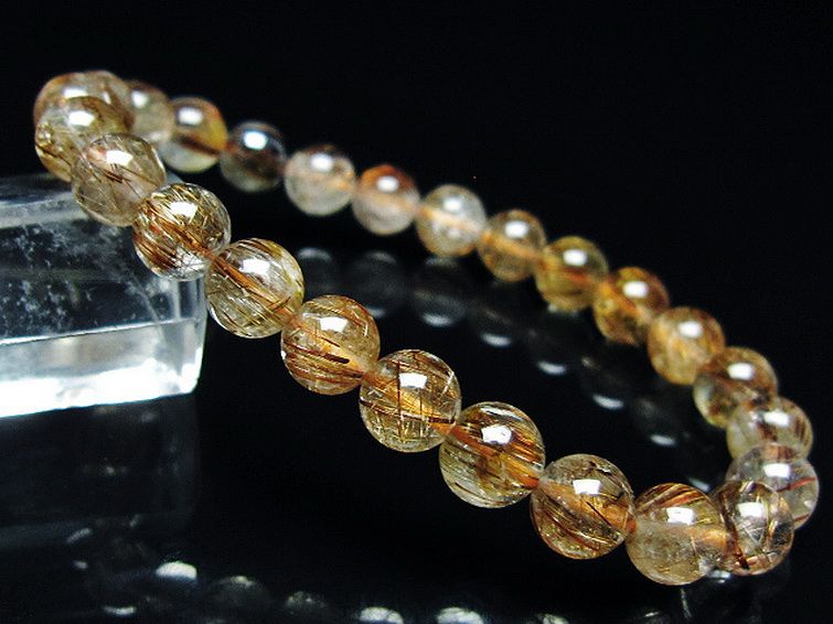 ファイナルグレード金針ルチル水晶 ブレスレット 7mm [T15-11082] 1枚目