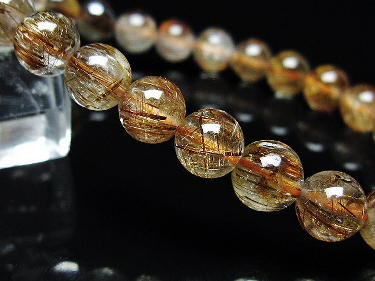 ファイナルグレード金針ルチル水晶 ブレスレット 7mm [T15-11082] 3枚目