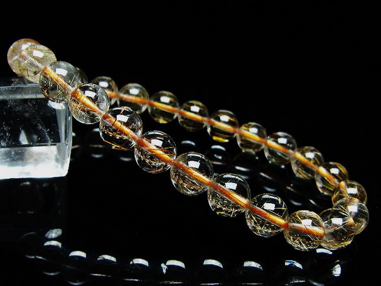 ファイナルグレード金針ルチル水晶 ブレスレット 7mm [t15-11154] 1枚目