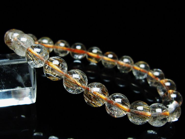 ファイナルグレード金針ルチル水晶 ブレスレット 8mm [t15-11160] 1枚目
