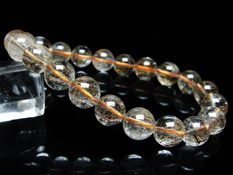 ファイナルグレード金針ルチル水晶 ブレスレット 9mm [t15-11162] 1枚目