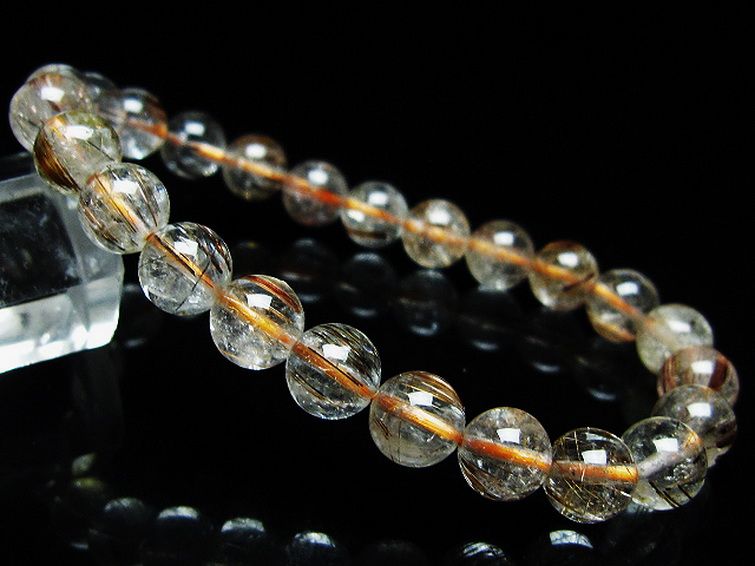 ファイナルグレード金針ルチル水晶 ブレスレット 8mm [t15-11190] 1枚目