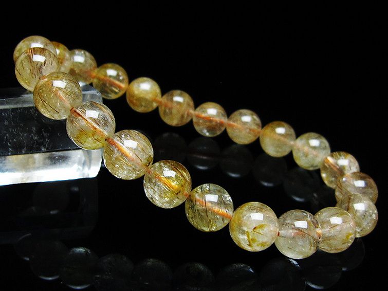 ファイナルグレード金針ルチル水晶 ブレスレット 9mm [t15-11218]