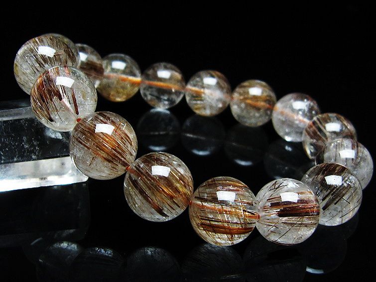 ファイナルグレード金針ルチル水晶 ブレスレット 13mm [t15-11264] 1枚目