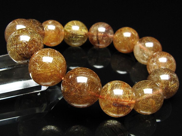 金針ルチル水晶 ブレスレット 17mm [t15-11285] 1枚目