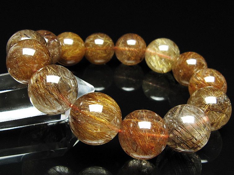 金針ルチル水晶 ブレスレット 17mm [t15-11286] 1枚目