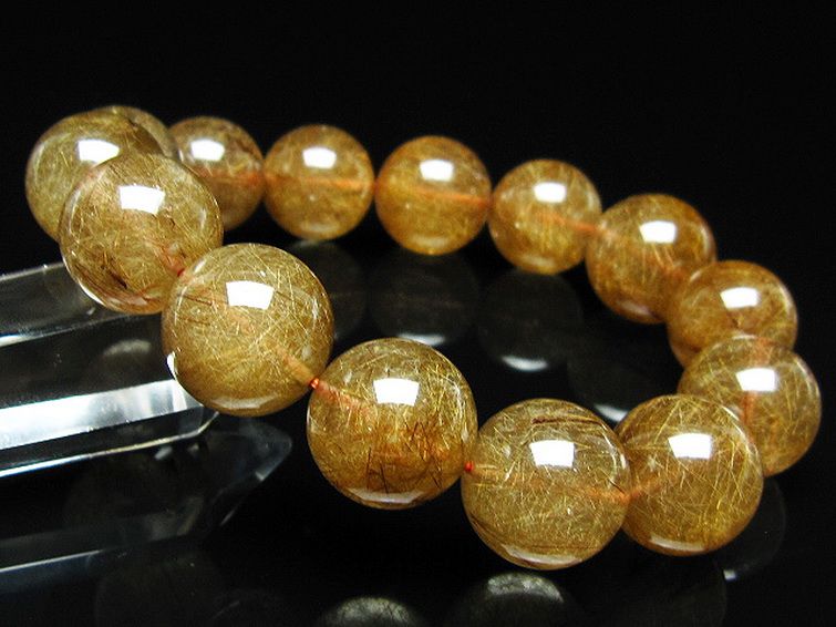 金針ルチル水晶 ブレスレット 17mm [t15-11318] 1枚目