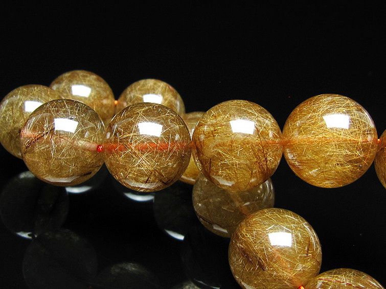 金針ルチル水晶 ブレスレット 17mm [t15-11318] 2枚目