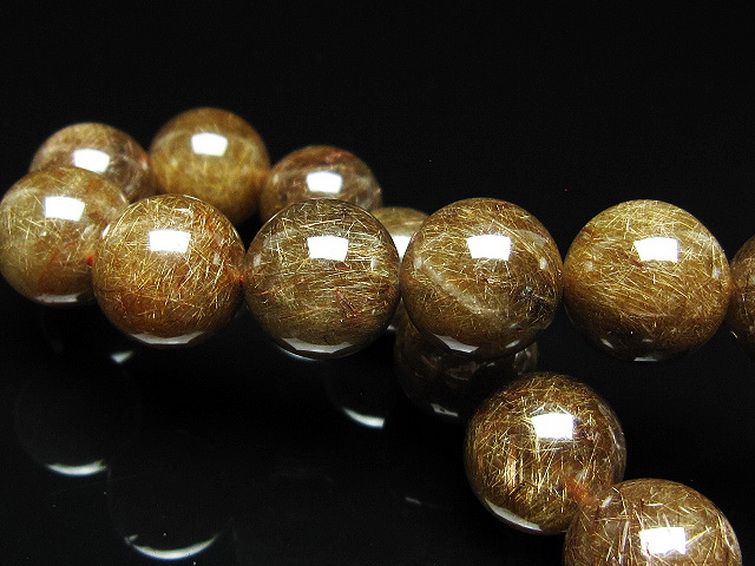 金針ルチル水晶 ブレスレット 13mm [t15-11336] 2枚目