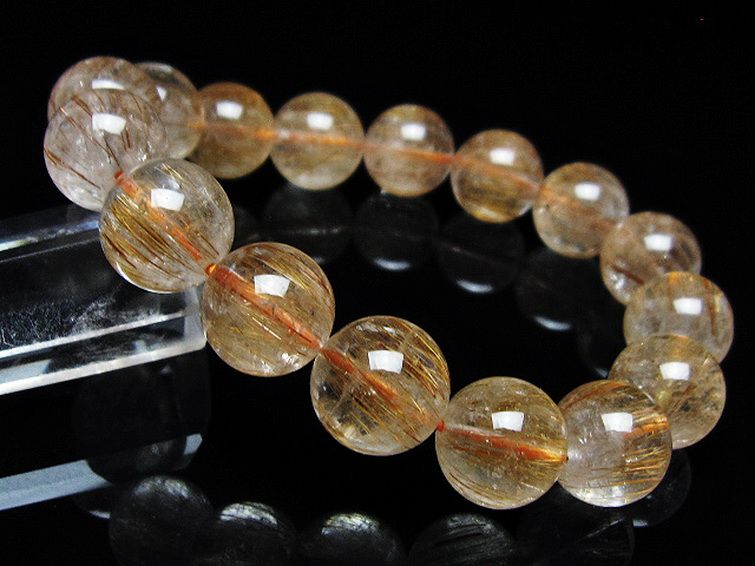 ファイナルグレード金針ルチル水晶 ブレスレット 13mm [t15-11417] 1枚目
