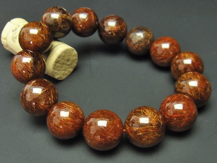 金針ルチル水晶 ブレスレット 17mm [T15-9626] 1枚目