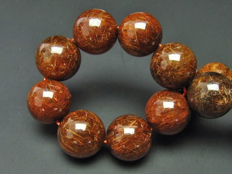 金針ルチル水晶 ブレスレット 17mm [T15-9626] 2枚目