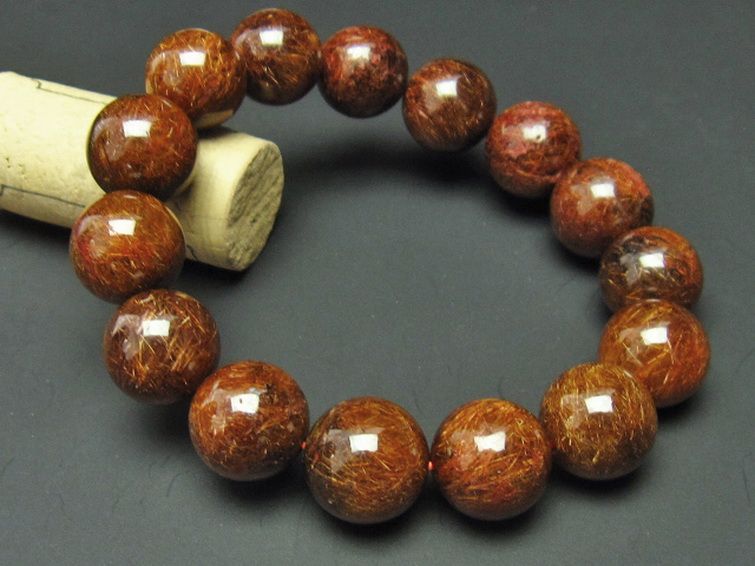 金針ルチル水晶 ブレスレット 14mm [T15-9633] 1枚目