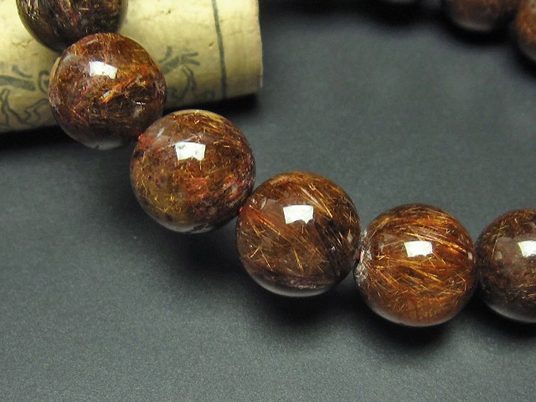 金針ルチル水晶 ブレスレット 14mm [t15-9639] 3枚目