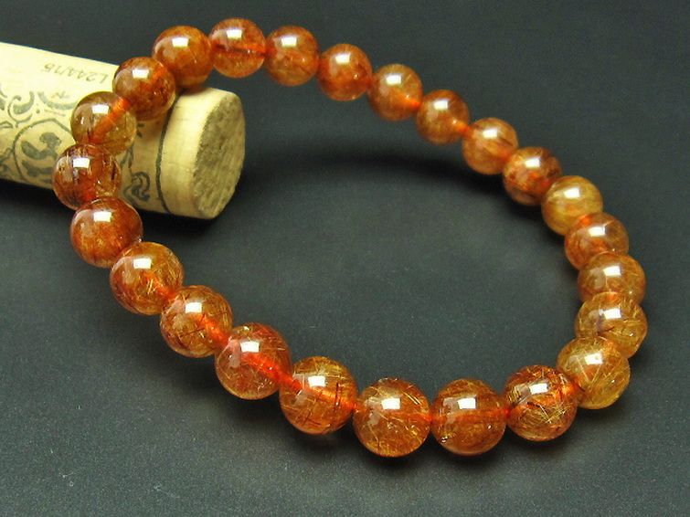 金針ルチル水晶 ブレスレット 9mm [T15-9779] 1枚目