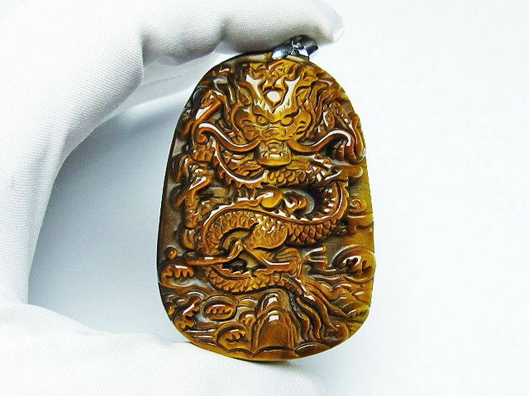 タイガーアイ 手彫り 龍 ペンダント [t152-1006] 2枚目