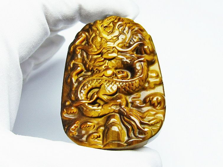 タイガーアイ 手彫り 龍 ペンダント [t152-880] 2枚目