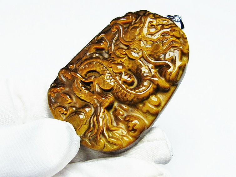 タイガーアイ 手彫り 龍 ペンダント [t152-880] 3枚目